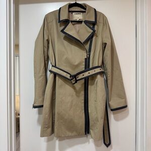 L'Agence Women’s Trench Coat Beige Cotton Collared With Belt Size 4 $700